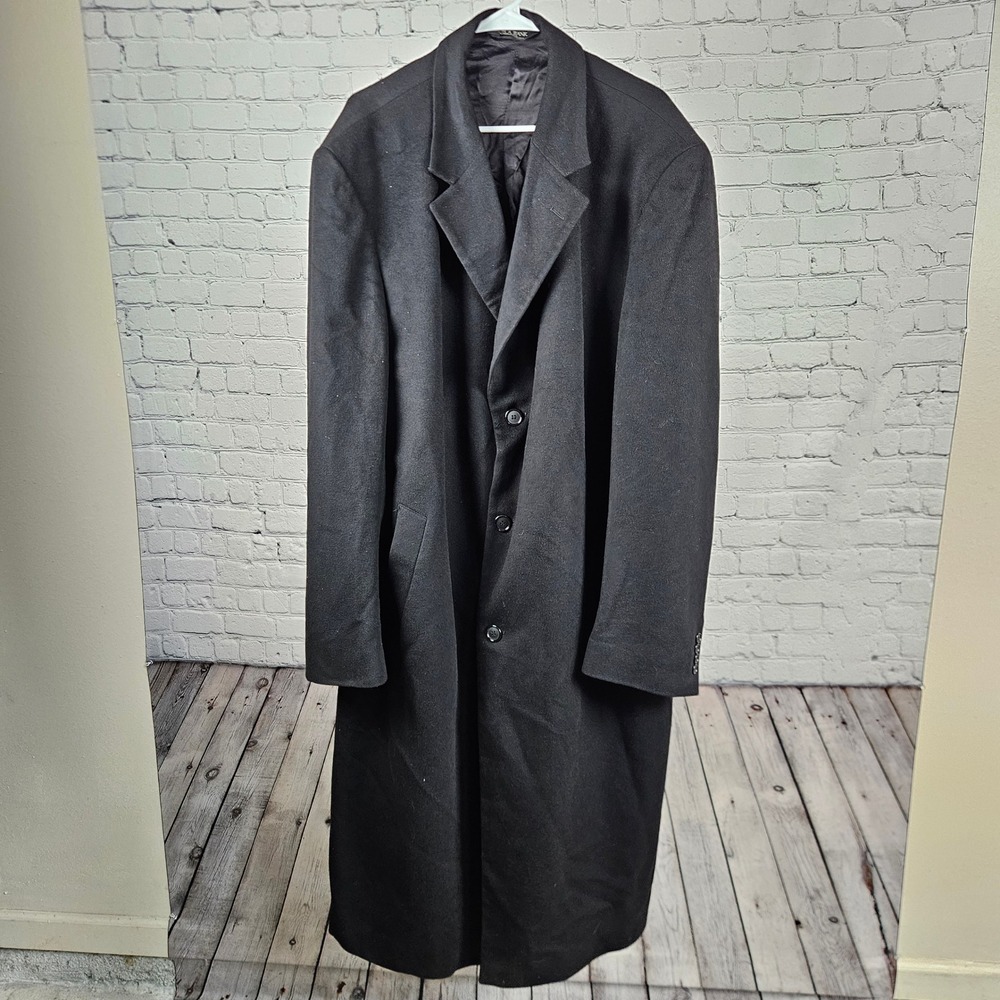 Jos A Bank Signature Collection 100% Cashmere Overcoat Black Mens 44XL Long